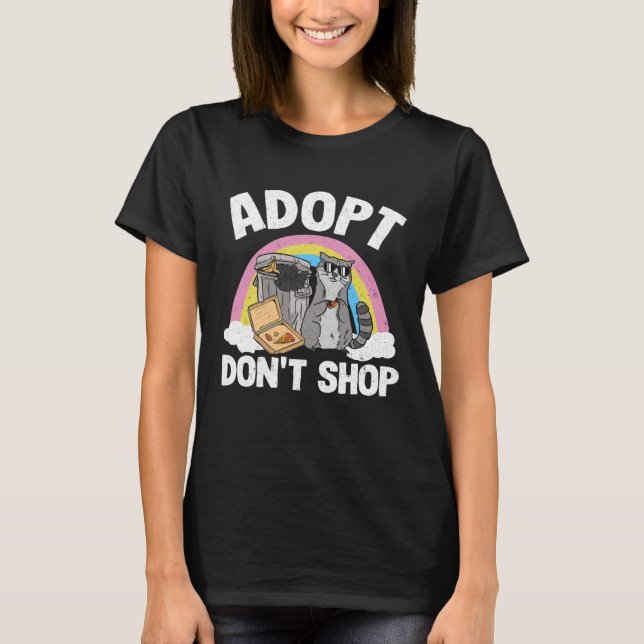 Camiseta Adopt Don't Shop Trash Garbage Panda Rainbow Racco (Anverso)
