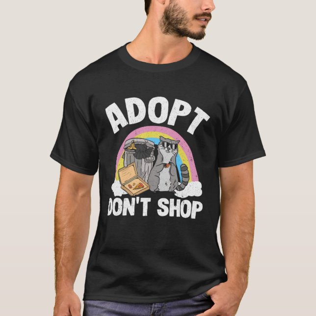 Camiseta Adopt Don't Shop Trash Garbage Panda Rainbow Racco (Anverso)