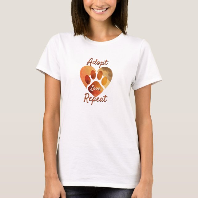 Camiseta Adopt Love Repeat Warm Earthy Paw Art (Anverso)