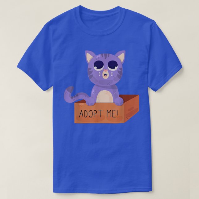 Camiseta Adopta a mis Mascotas, un gato gracioso en un bo,  (Diseño del anverso)