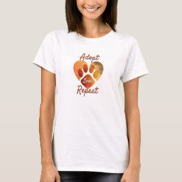 Camiseta Adopta Amor Repite Arte de Pata Terroso Cálido