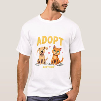 Camiseta Adopta No Compres - Rescate de Mascotas Lindas Ama