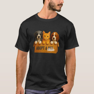 Camiseta Adopta Un Amigo Perro Gato Adopción Amante de las