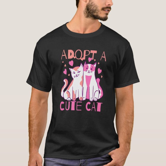 Camiseta Adopta Un Gato Adorable (Anverso)