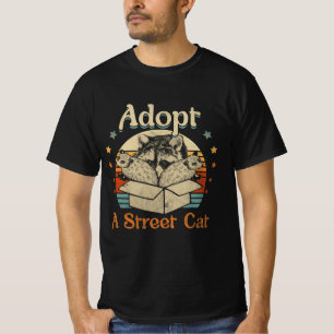 Camiseta Adopta Un Gato Callejero Gracioso Opossum Raccoon 