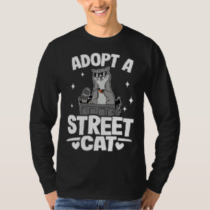 Camiseta Adopta un gato callejero mapache de basura 1