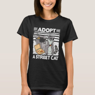 Camiseta Adopta un gato callejero mapache de basura pizza m