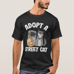 Camiseta Adopta un gato callejero mapache de basura pizza m