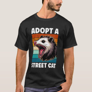 Camiseta Adopta un Gato Callejero Oposum Divertido Atardece