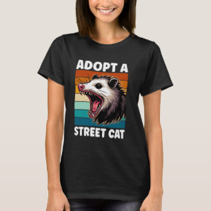 Camiseta Adopta un Gato Callejero Oposum Divertido Vintage