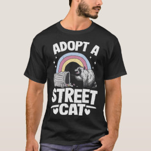 Camiseta Adopta Un Gato De La Calle Arcoiris Gracioso Racco