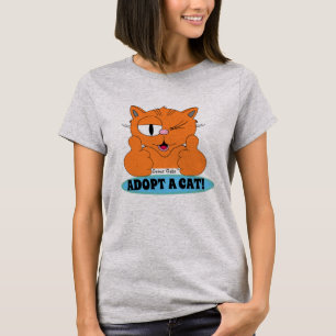 Camiseta ¡ADOPTA UN GATO! Gato de Dibujos Animados con Pulg