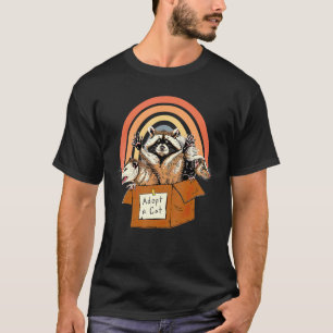 Camiseta Adopta Un Gato Prohibido Mapache Verano Arcoíris