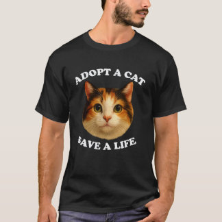 Camiseta Adopta Un Gato Salva Una Vida Gatito Adopción de M