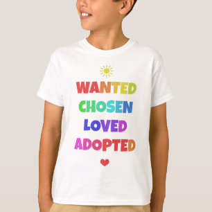 Camiseta adoptada amada elegida querida del fiesta