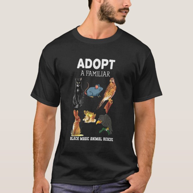 Camiseta Adoptar animales de rescate mágicos negros familia (Anverso)