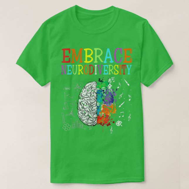 Camiseta Adoptar Neurodiversidad Colorful Brain Autism Cons (Diseño del anverso)