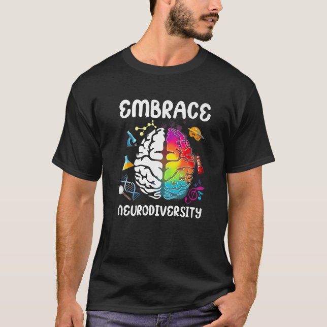 Camiseta Adoptar Neurodiversidad Colorful Brain Autism Cons (Anverso)
