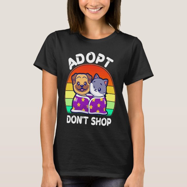 Camiseta Adoptar no comprar cosas Adoptar a un miembro de l (Anverso)