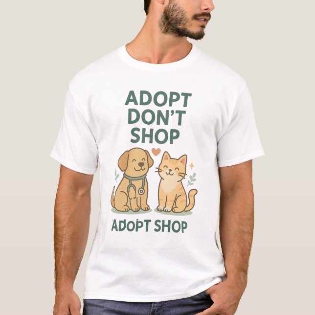 Camiseta Adoptar no comprar - Diseño de rescate de perros y (Anverso)