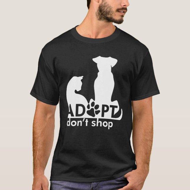 Camiseta Adoptar No Comprar Gato De Perro Blanco (Anverso)