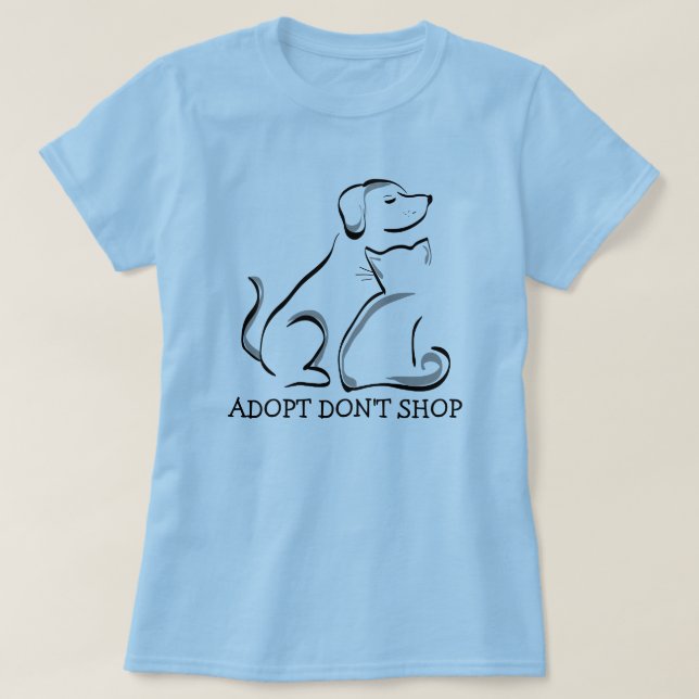 Camiseta Adoptar No Comprar Perro y Gato (Diseño del anverso)