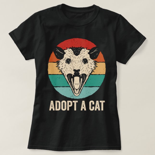 Camiseta Adoptar Un Gato Gracioso (Diseño del anverso)
