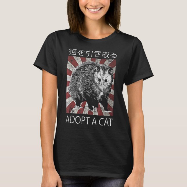 Camiseta Adoptar una línea de animales japoneses de felino (Anverso)