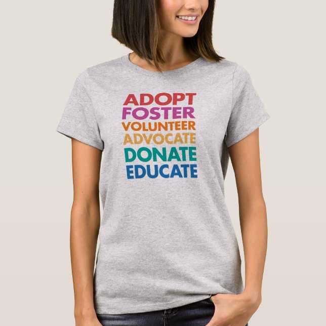 Camiseta Adopte al abogado voluntario adoptivo donan educan (Anverso)