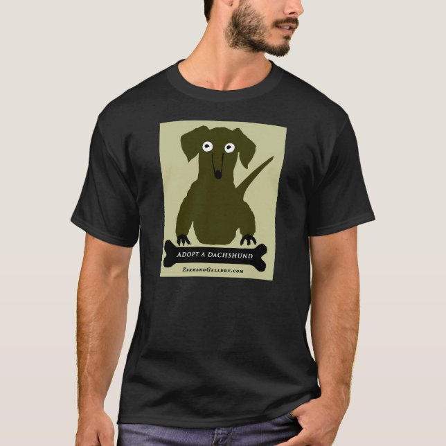 Camiseta "Adopte un Dachshund" diseñado por Zermeno (Anverso)