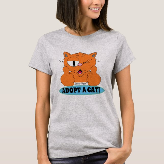 Camiseta ¡ADOPTE UN GATO! Thumbup Personalizado Cat (Anverso)