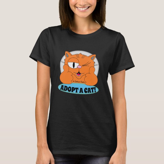 Camiseta ¡ADOPTE UN GATO! Thumbup Personalizado Cat (Anverso)