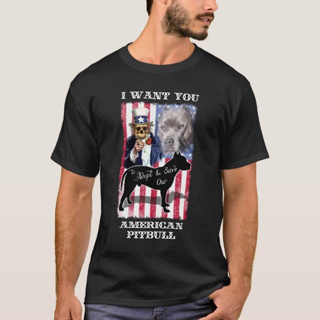 Camiseta Adopte y ahorre el Pitbull americano Terrier (Anverso)