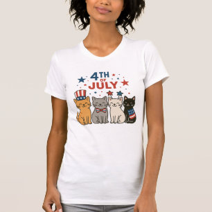 Camiseta Adorable 4 de julio Cats T-Shirt - Gatos patriótic