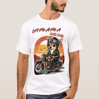 Camiseta adorable amante del perro chica ciclista chihuahua