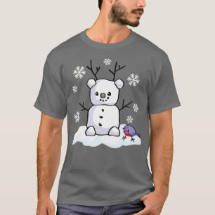 Camiseta Adorable animal salvaje con pájaro que nieva