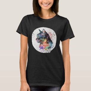 Camiseta Adorable arte original único acuarela gato d