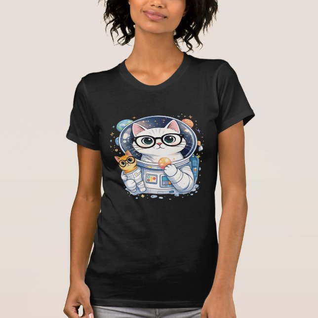 Camiseta Adorable Astronaut Cats Exploring the Galaxy (Anverso)
