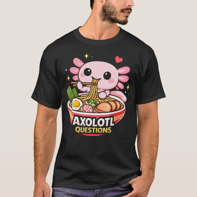 Camiseta Adorable Axolotl Comiendo Fideos (Anverso)
