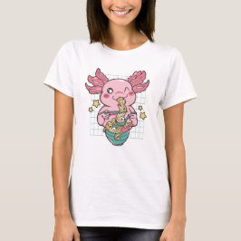 Camiseta Adorable Axolotl comiendo Ramen