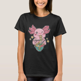 Camiseta Adorable Axolotl comiendo Ramen