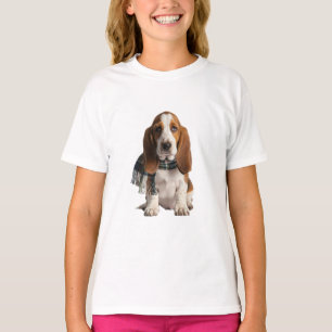 Camiseta Adorable Basset Hound a Cuadros para Niños