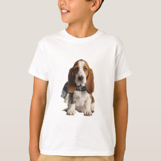 Camiseta Adorable Basset Hound a Cuadros para Niños