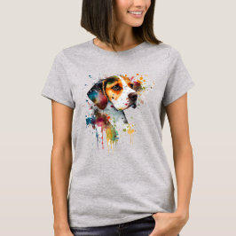 Camiseta Adorable Beagle Puppy Watercolor AI Art T-Shirt