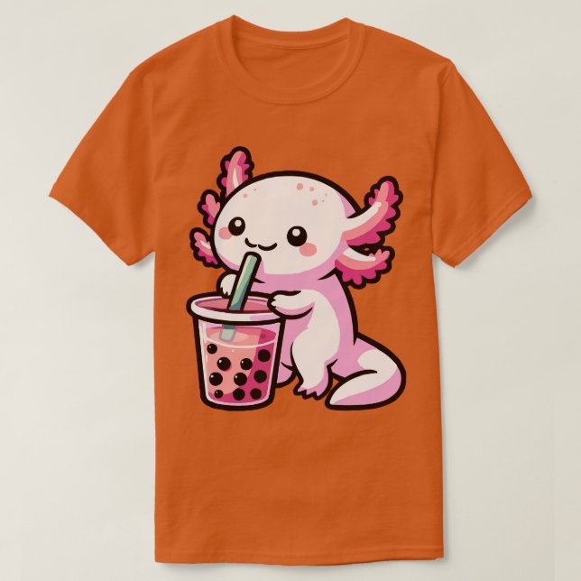 Camiseta adorable bebé axolotl beber boba (Diseño del anverso)