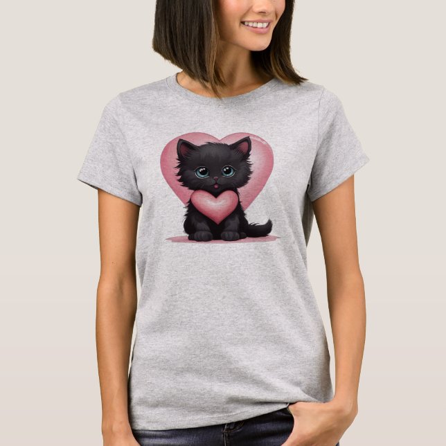 Camiseta Adorable Black Valentine Kitten (Anverso)
