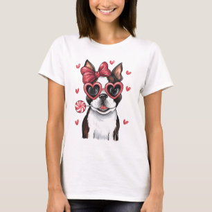 Camiseta Adorable Boston Terrier Disfrutando de Lollipop Va