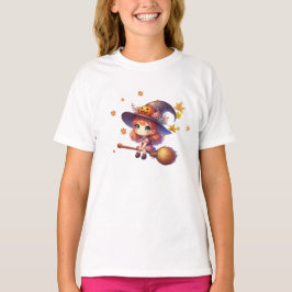 Camiseta Adorable Bruja Cute volando con escoba, Halloween