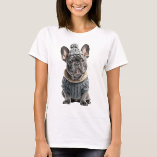 Camiseta Adorable Bulldog Francés con ropa de invierno acog
