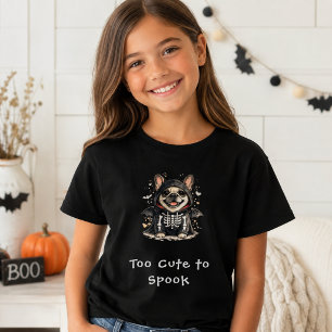 Camiseta Adorable Bulldog Francés de Halloween Esqueleto